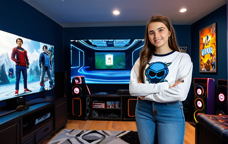 **

A young woman with intricately customized features stands proudly in a modern gaming room. She wears stylish, but modest, casual clothing: jeans, a long-sleeved graphic tee, and sneakers. The room is decorated with gaming memorabilia and soft lighting. The focus is on showcasing the character's unique facial features and hair customization. Safe for work, appropriate content, fully clothed, family-friendly. Perfect anatomy, correct proportions, natural pose, well-formed hands, proper finger count, natural body proportions, professional digital art, high detail.

**