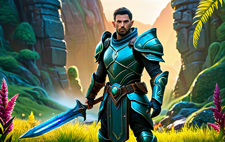 **

A determined warrior, fully clothed in stylized fantasy armor, stands ready for battle in a vibrant, fantastical landscape. The armor is detailed and practical-looking, not revealing. Lush, alien flora surrounds the warrior, and a glowing portal shimmers in the background. Focus on the warrior's resolute expression. Professional digital art, perfect anatomy, correct proportions, appropriate attire, safe for work, family-friendly, high quality.

**